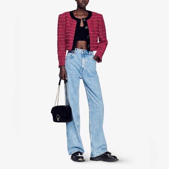 NWT Amarante Sandro Tweed & Jacket With Velvet Trim - Picture 3 of 3